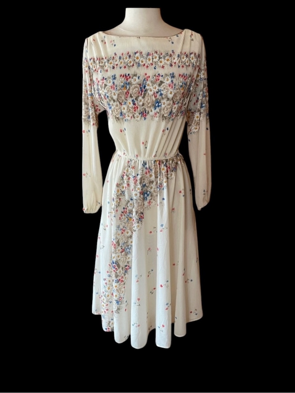 1970s Floral Polyester Dress